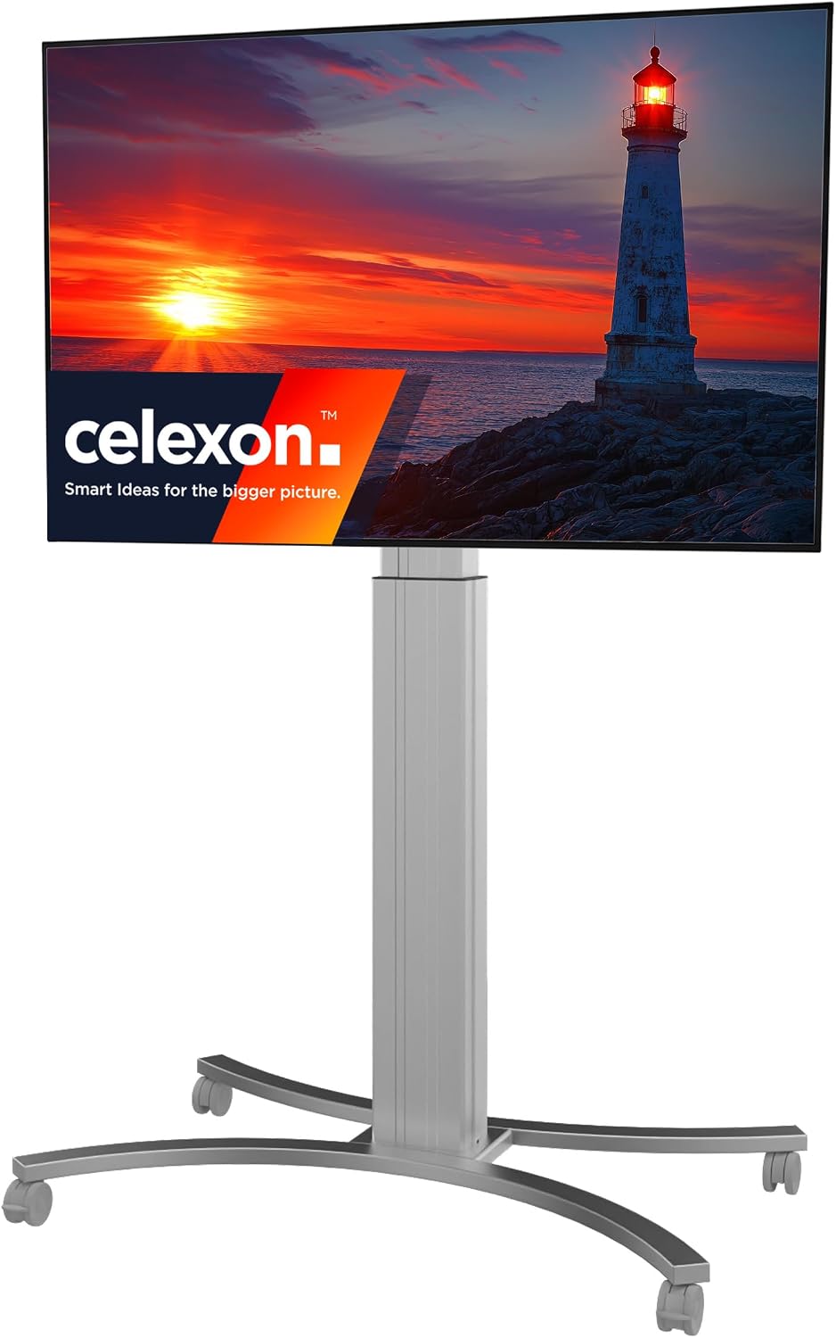 Support TV mobile, 70 cm, 42–86 pouces, argent, électrique, celexon