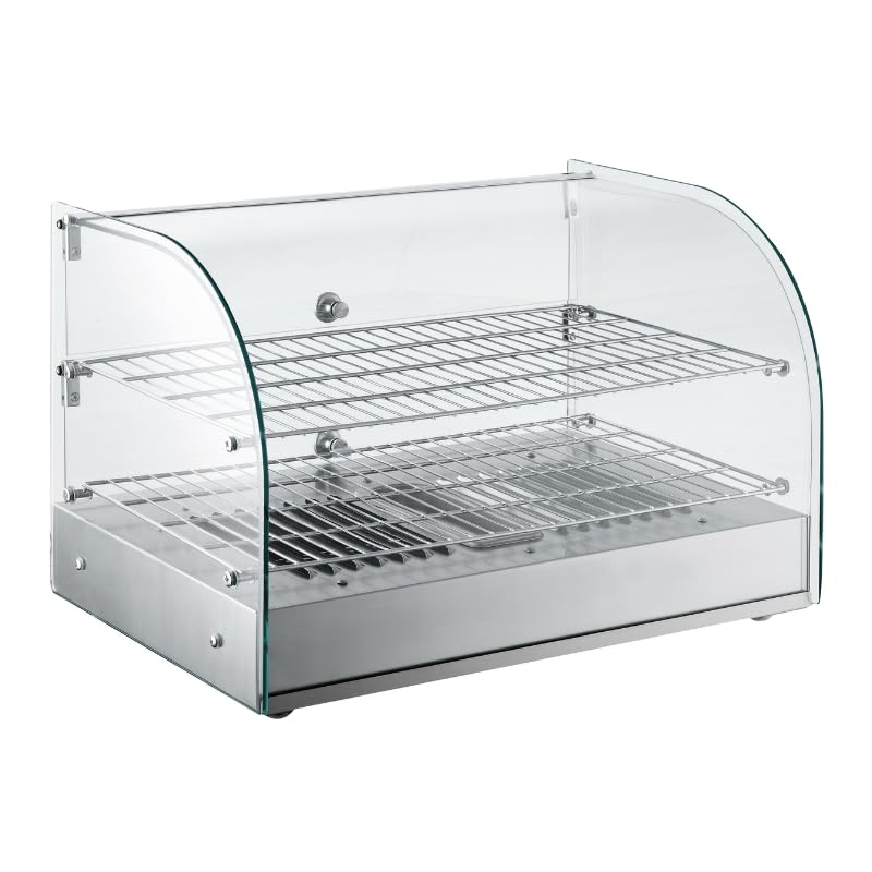 Vitrine chauffante professionnelle, 45 L, 90 °C, 800 W, acier inoxydable, 2 portes