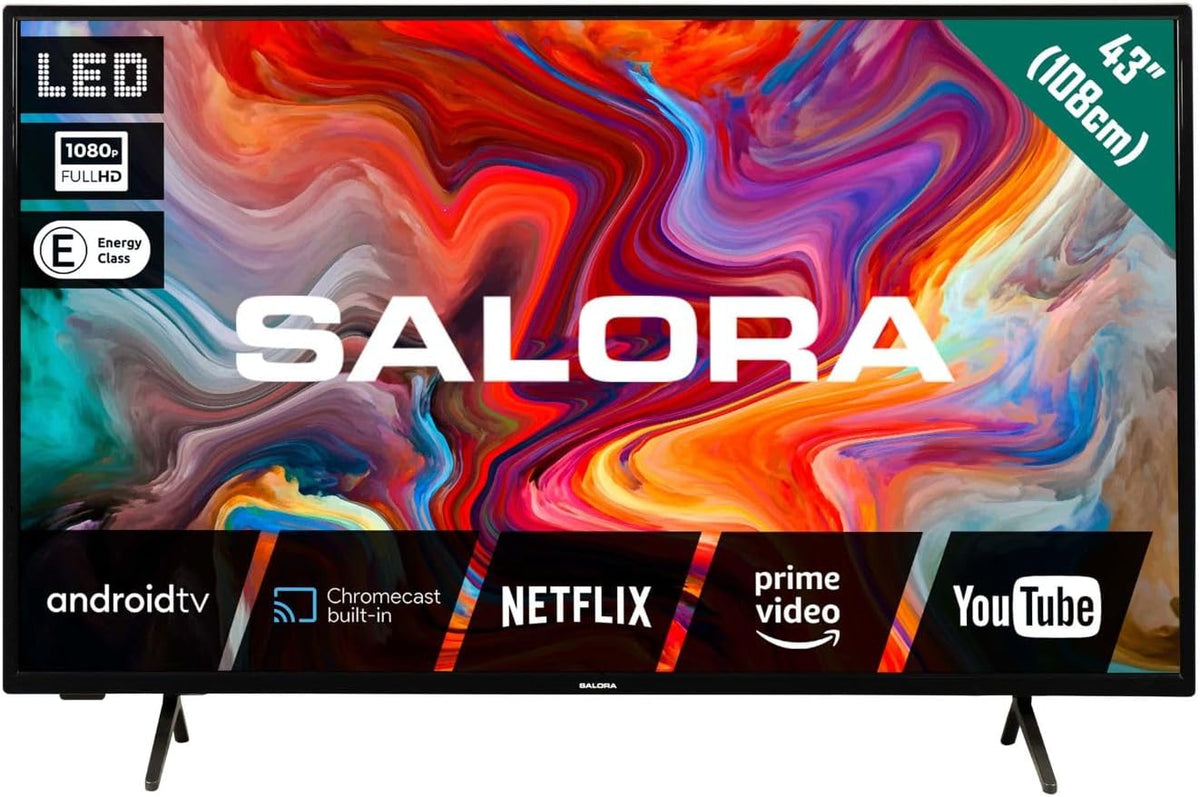 Téléviseur SMART43TV, 109,2 cm, 43 pouces, avec éclairage LED, commande intelligente, Full HD, SALORA
