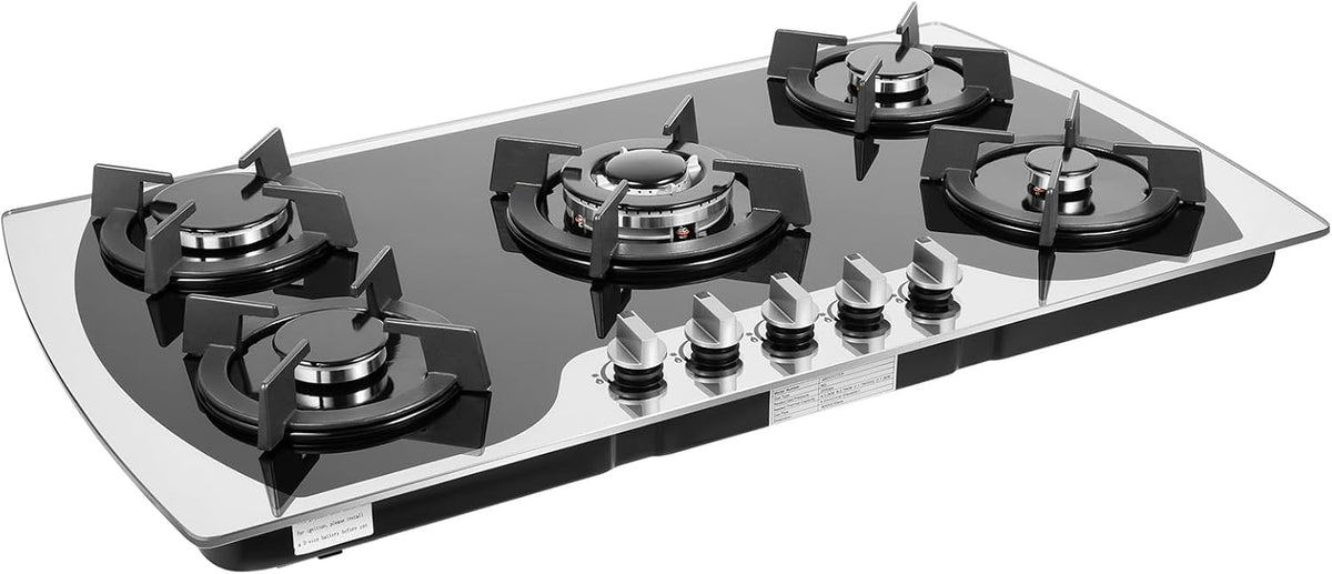 Table de cuisson, 90 cm, verre, encastrable, 5 feux, ChiicCluttr