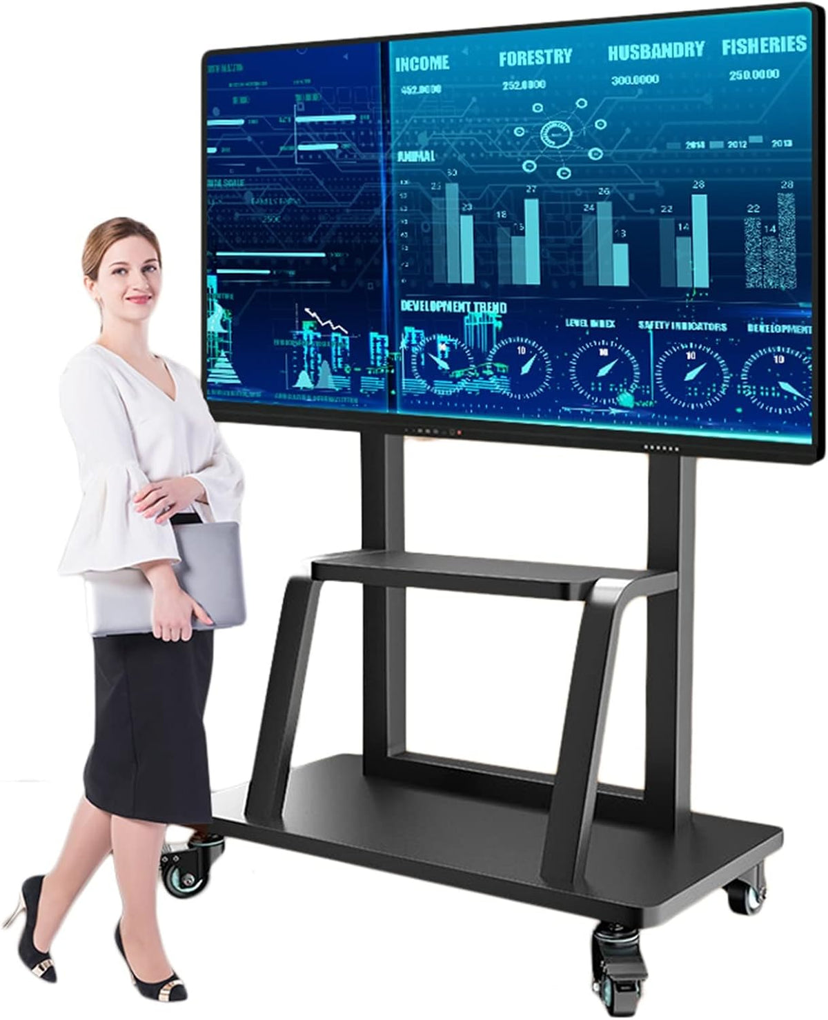 Support TV mobile, 80 cm, 86 pouces, noir