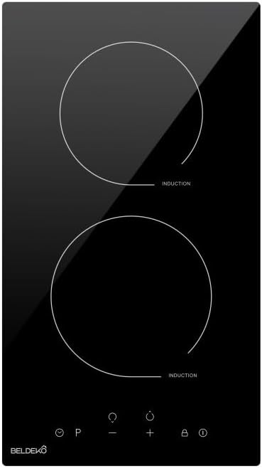 Table de cuisson, 270 × 490 × 55 mm, 3600 W, induction, encastrable, 2 feux, BELDEKO