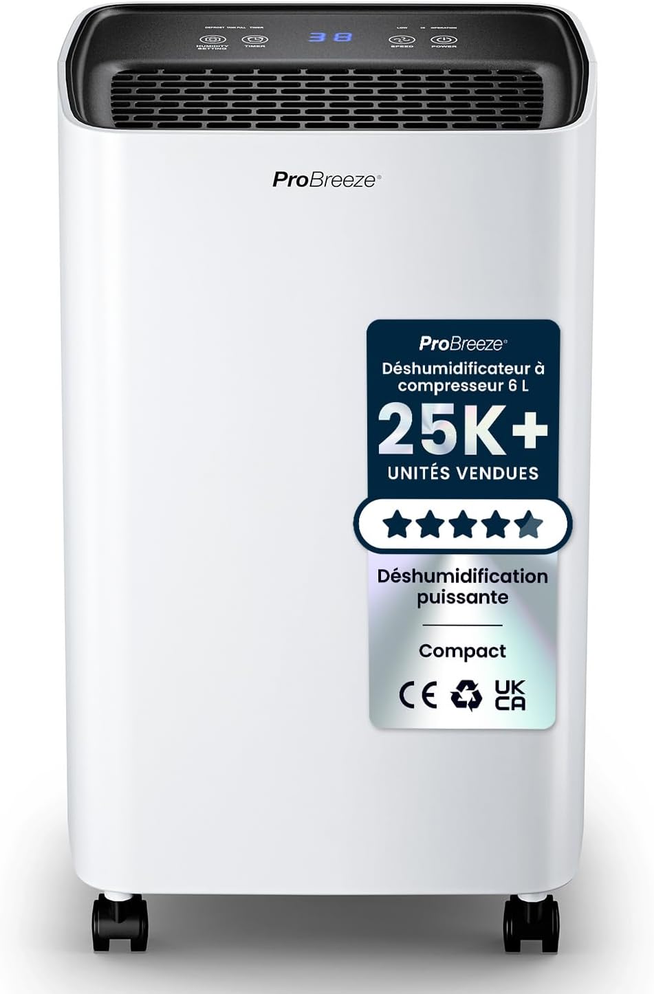 Déshumidificateur 6 L/jour, noir, portable, Pro Breeze