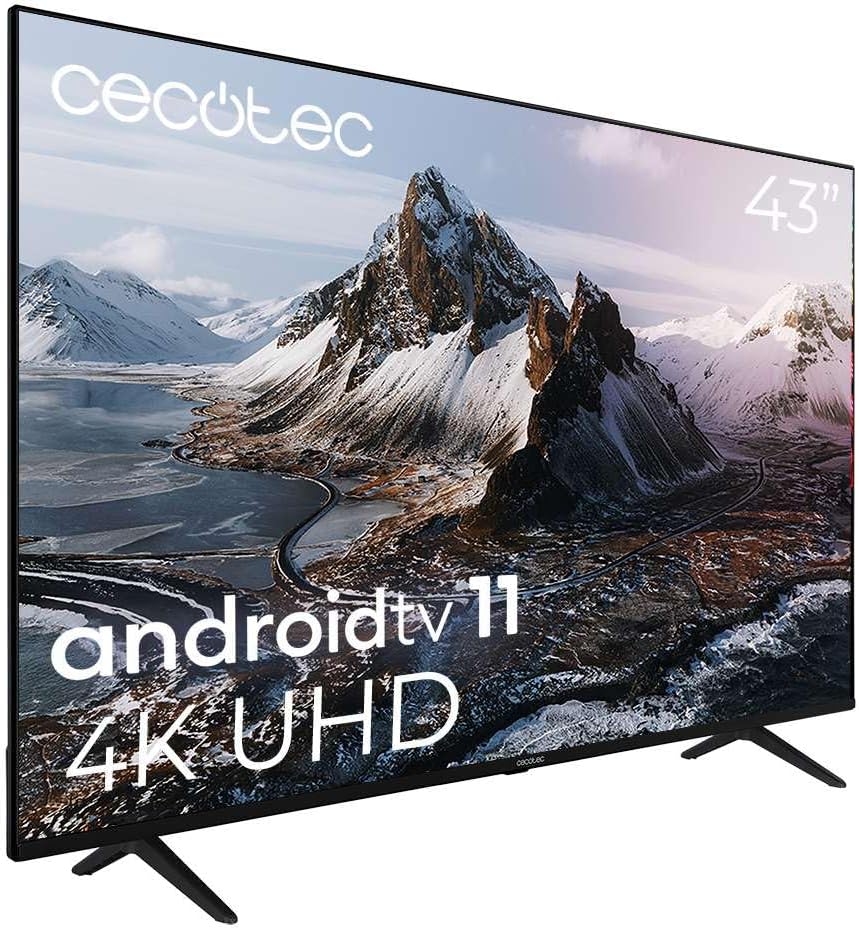 Cecotec ALU30043S téléviseur, 43 pouces, avec éclairage LED, commande intelligente, 4K, Android TV, Dolby Vision