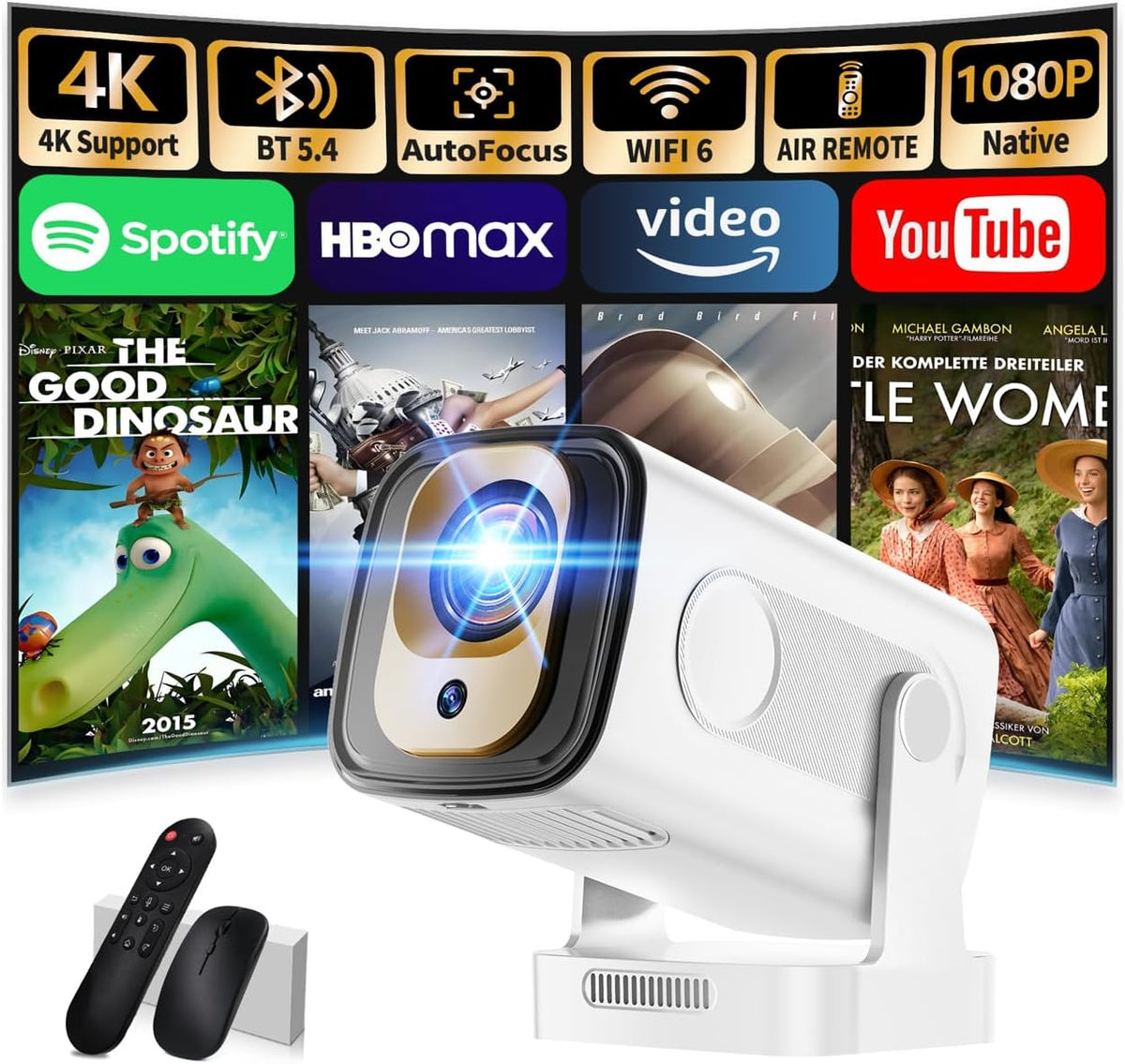 Vidéoprojecteur, avec Wi-Fi, blanc, 4K, Bluetooth, Nonete