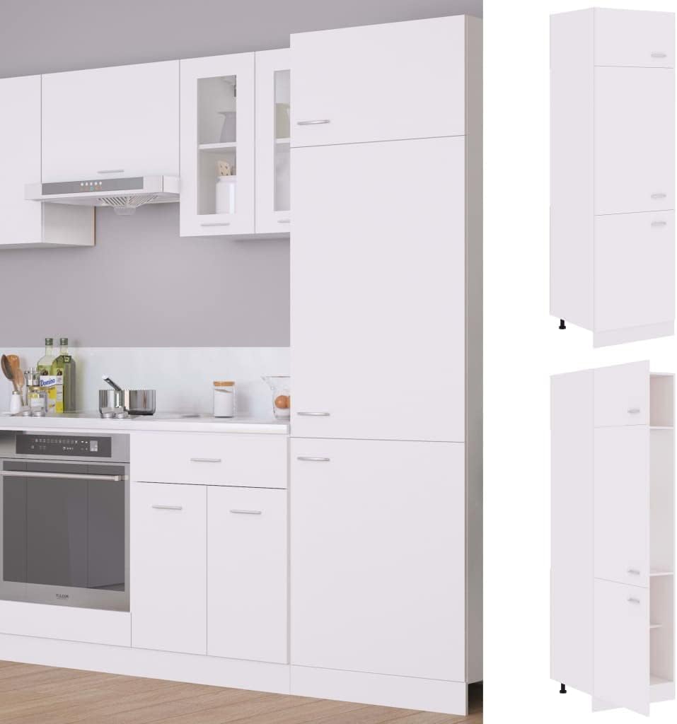 Armoire pour réfrigérateur, 60 × 57 × 207 cm, bois, blanc, pour la cuisine, sephironlbb