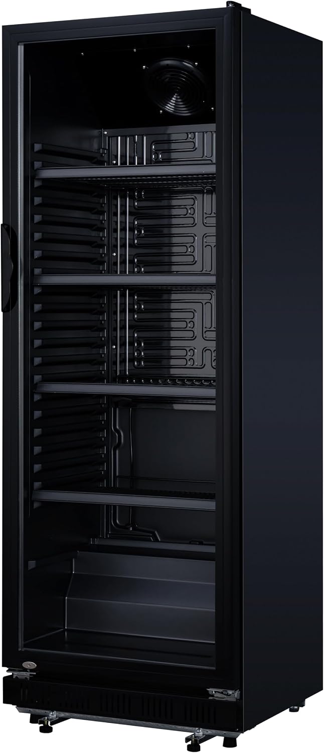 Mini-réfrigérateur GSC2360B, 62 × 63,6 × 175,3 cm, 347 L, acier, verre, noir, METRO Professional