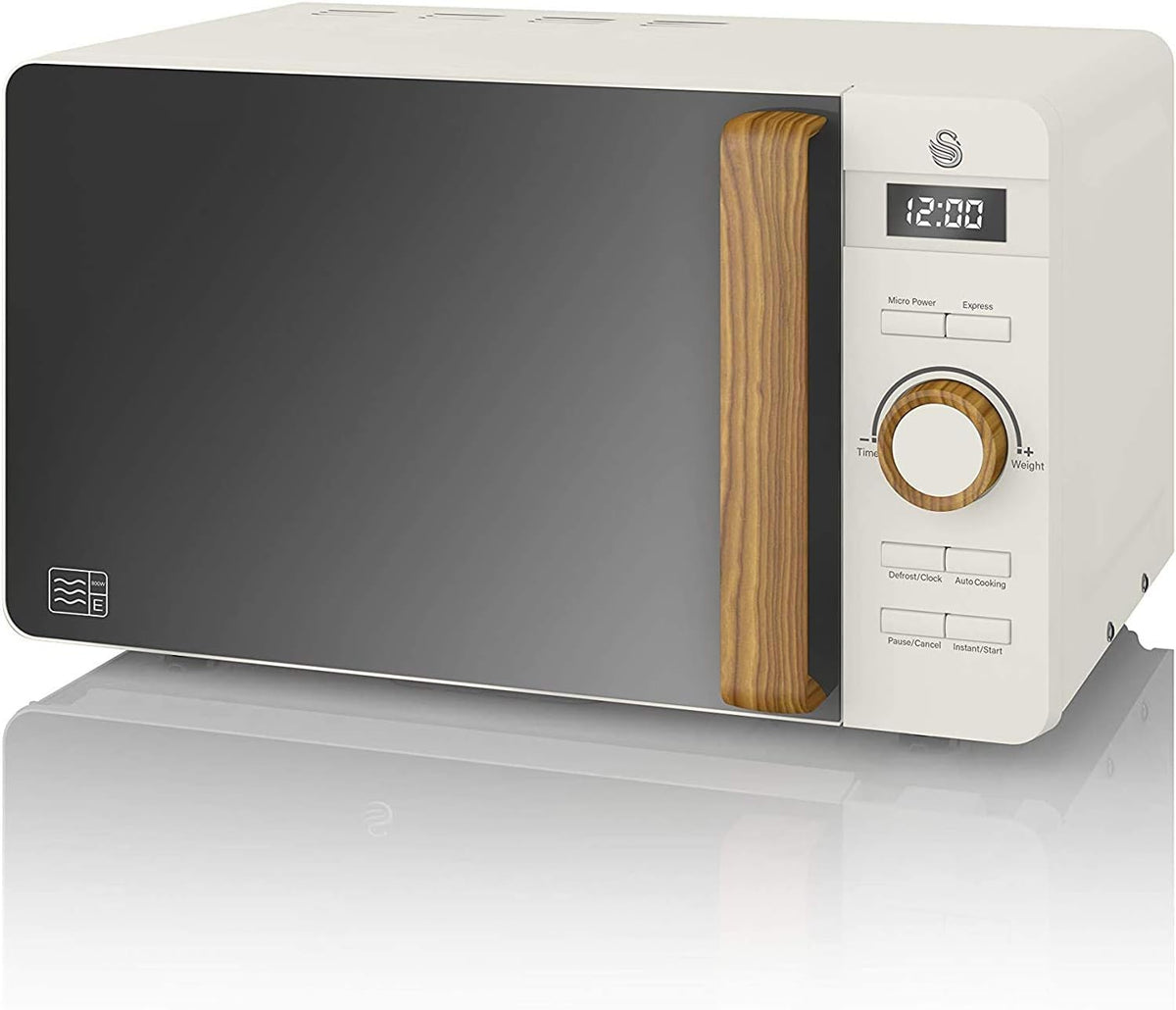 Four à micro-ondes, 270 mm, 20 L, 800 W, bois, blanc, 6 niveaux, Swan