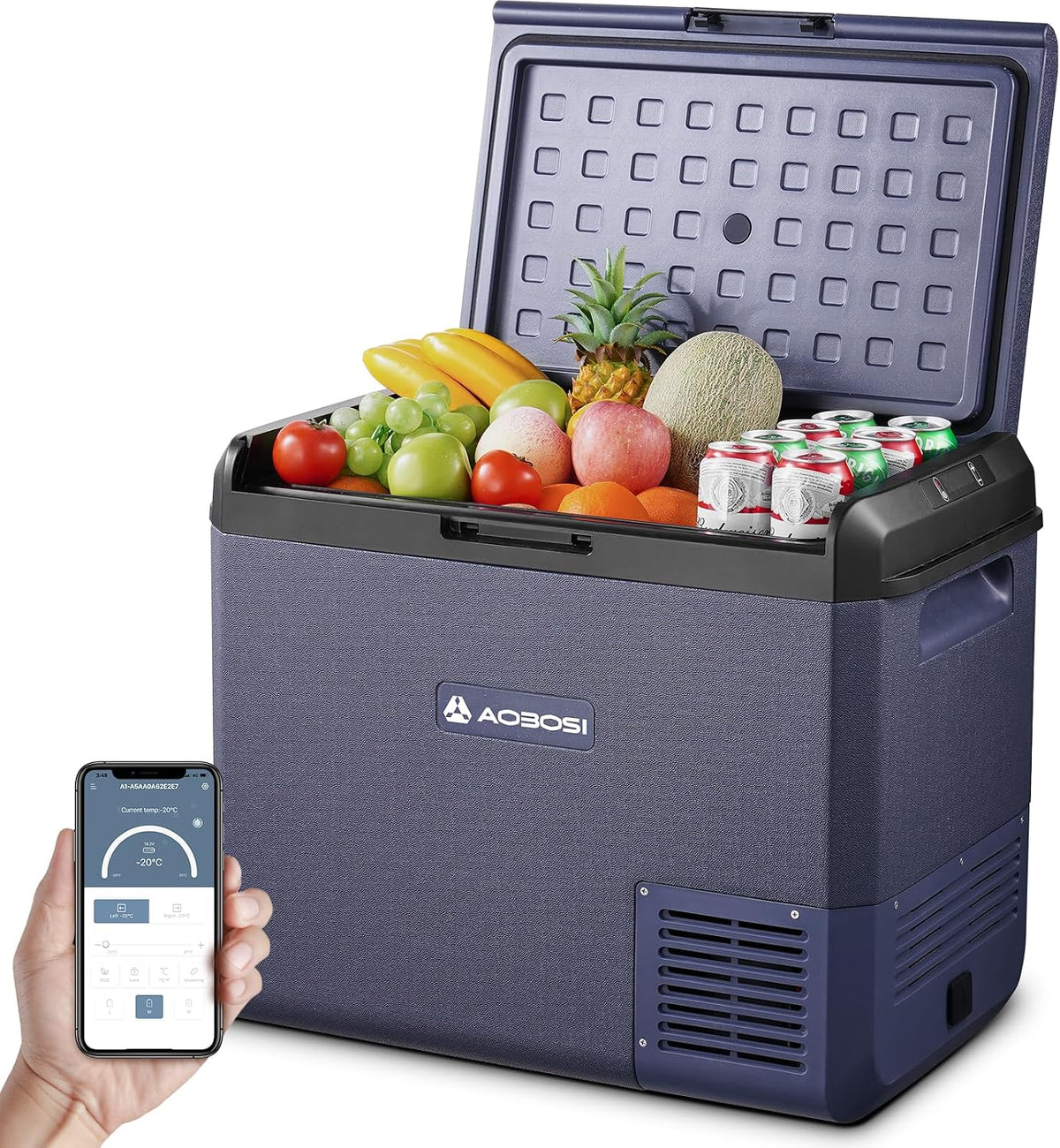 Glacière à compression IPX4, 60 L, 8 °C, 12 V, 240 V, AAOBOSI