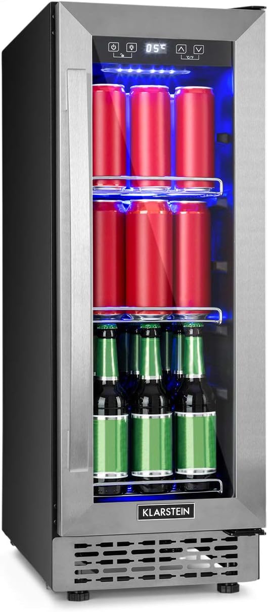 KLARSTEIN réfrigérateur, 82 cm, 56 L, 10 °C, acier inoxydable, noir, encastrable, 20 bouteilles