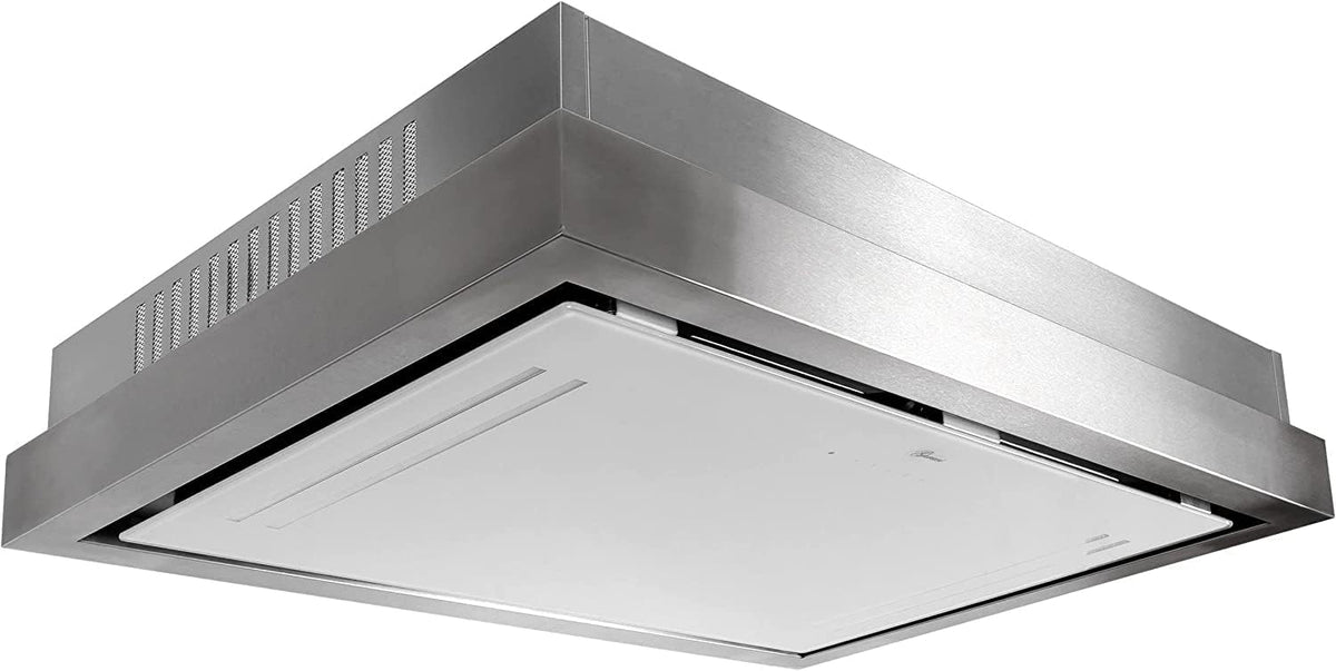 Hotte aspirante, 120 cm, acier inoxydable, verre, blanc, encastrable, Gurari