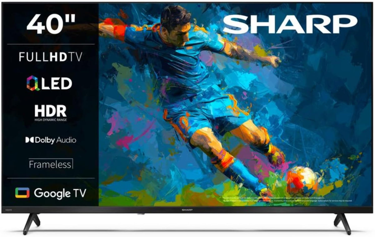 Sharp 40HF3365E téléviseur, 40 pouces, 60 Hz, noir, Google TV, QLED, Bluetooth