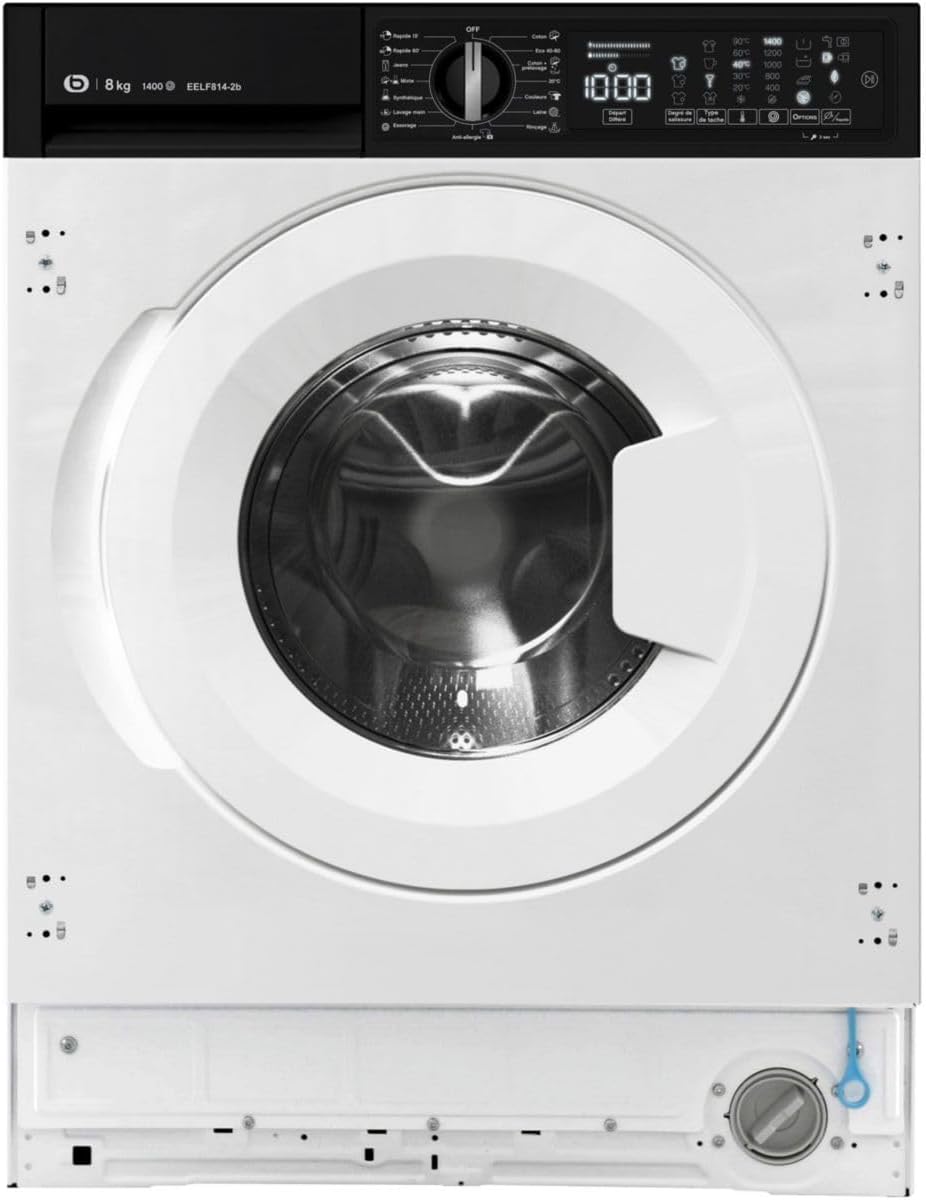 Lave-linge EELF814-2b, 60 × 82 × 54 cm, 8 kg, 1400 tr/min, encastrable, induction, Essentiel B