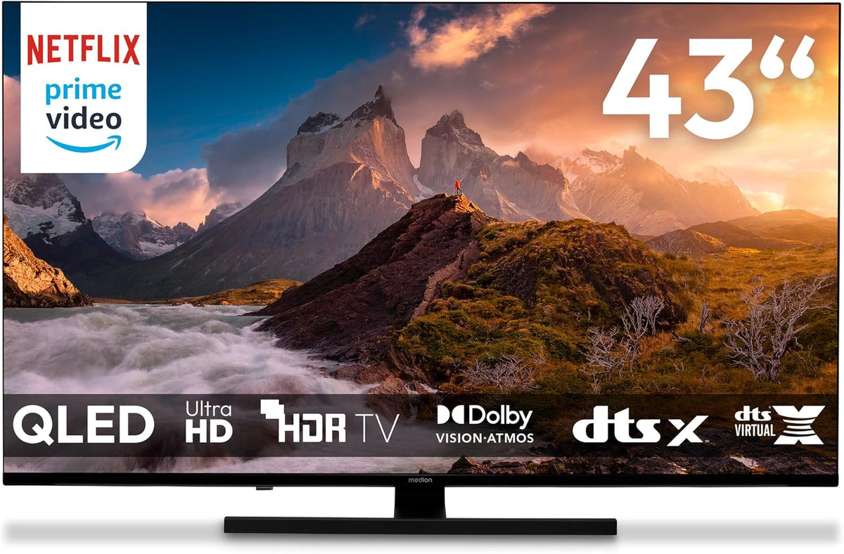 Téléviseur MD 843700, 108 cm, 43 pouces, commande intelligente, QLED, 4K, Dolby Vision, Dolby Atmos, Google TV, MEDION