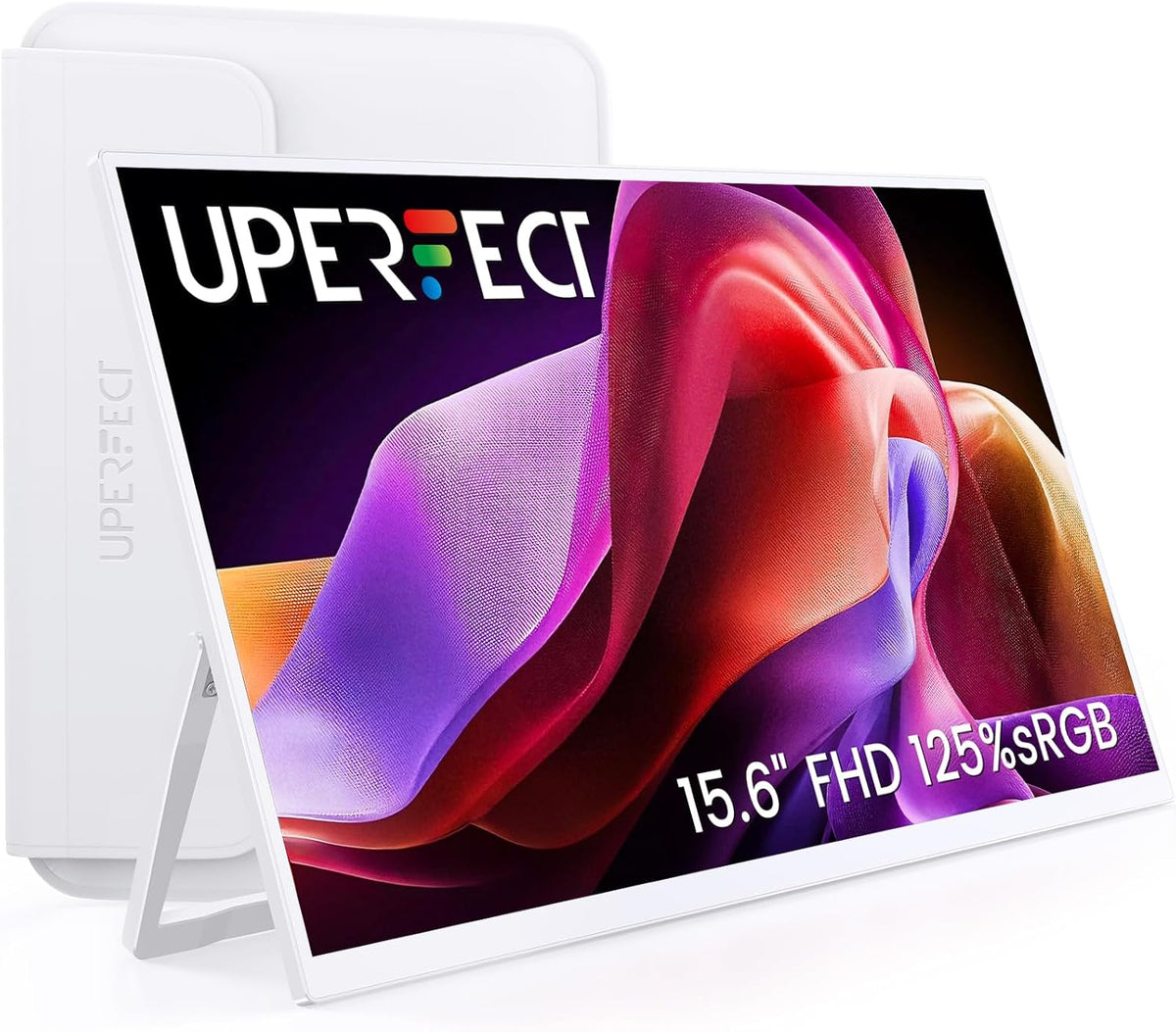 Moniteur, 75 × 75 mm, 15,6 pouces, blanc, portable, UPERFECT