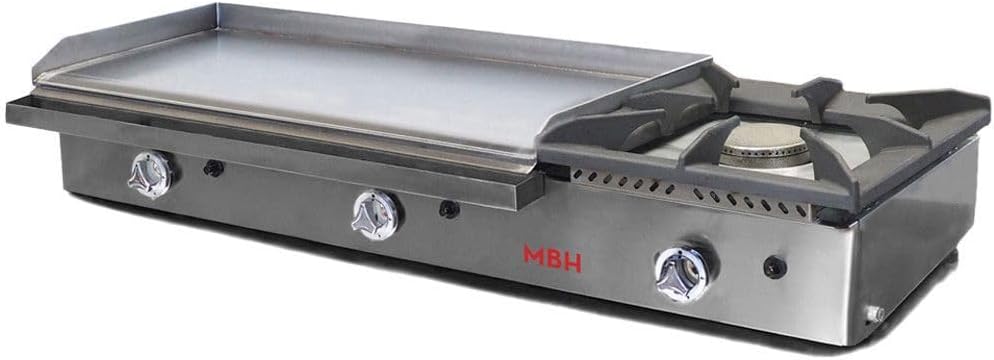 Plancha, 800 × 400 mm, acier, à gaz, pour la cuisine, MBH - MAQUINARIA BAR HOSTELERÍA