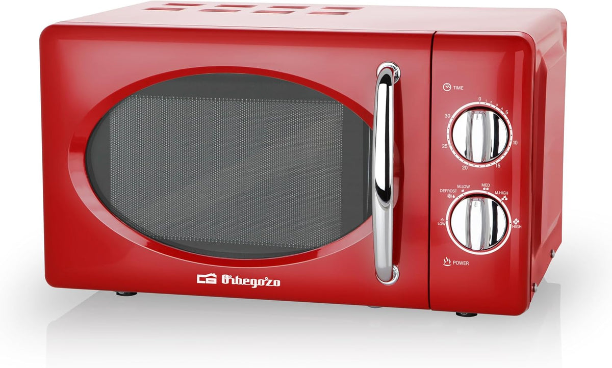 Four à micro-ondes MI2020, 20 L, 700 W, acier, rouge, 6 niveaux, Orbegozo