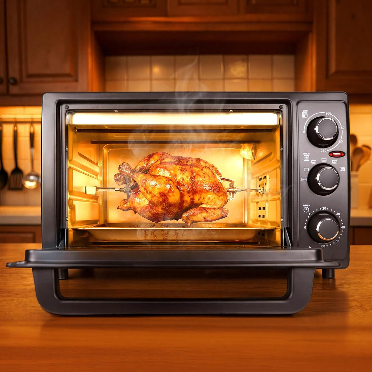 Mini-four, 32 L, 1500 W, noir, pour la cuisine, Makamsui